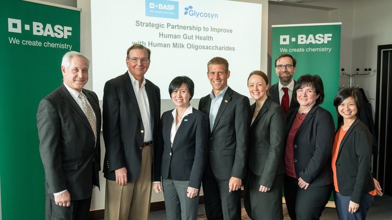 Representatives from BASF and Glycosyn signed a collaboration agreement endorsing their commitment to advance nutrition with novel HMOs