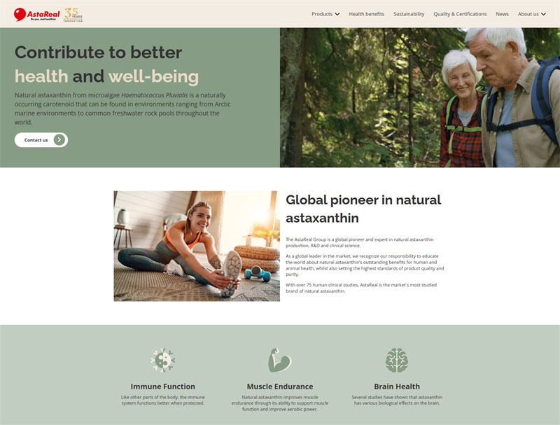 AstaReal launches new website – driving knowledge and innovation in natural astaxanthin