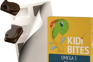 Fish-shaped chocolate omega-3 supplements