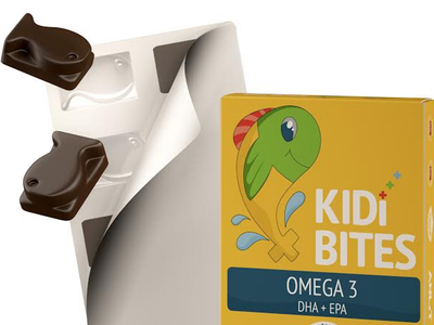 Fish-shaped chocolate omega-3 supplements