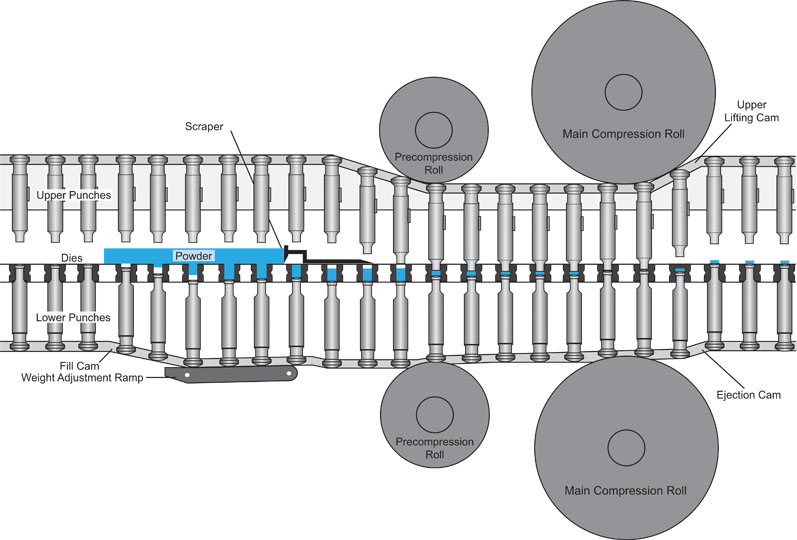 Figure 1: The fill cam and dosing cam of a rotary tablet press 